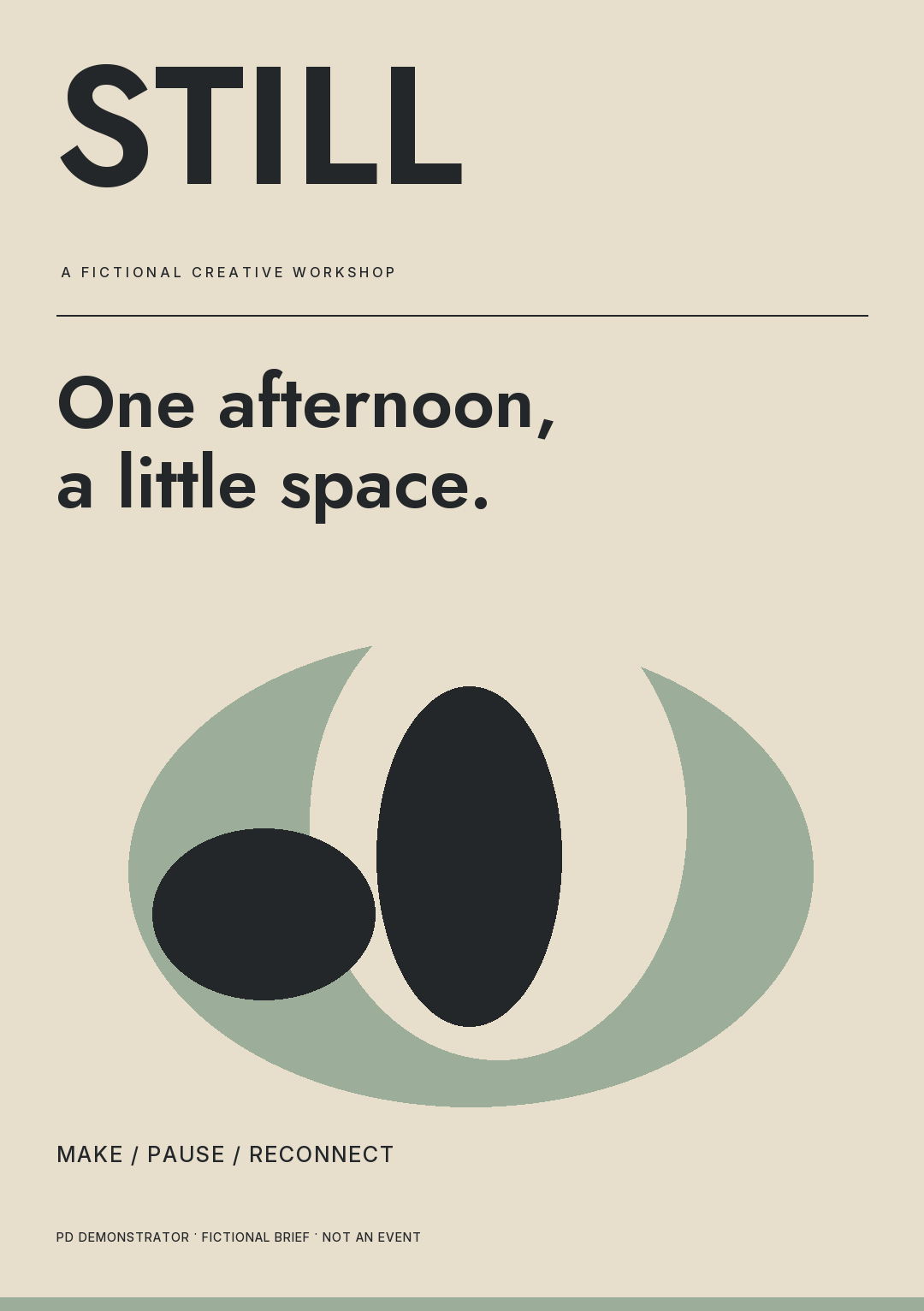 STILL: promotional leaflet for a fictional workshop
